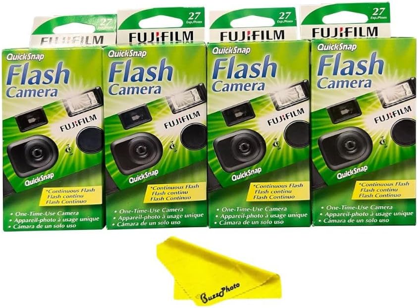 Fujifilm QuickSnap Flash 400 One Time Use 35mm Camera with Flash, 27 Exposures, 4-Pack