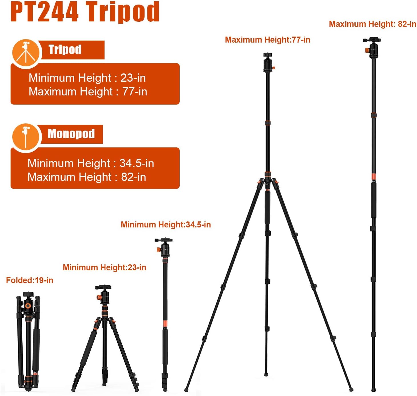 PHOPIK 77″ Camera Tripod,Travel Tripod for DSLR,Professional Tripod with 360 Degree Ball Head,Camera Tripods & Monopods with Carry Bag for Camera, Ipad,Phone,Lightweight Load up to 17.6 Pounds